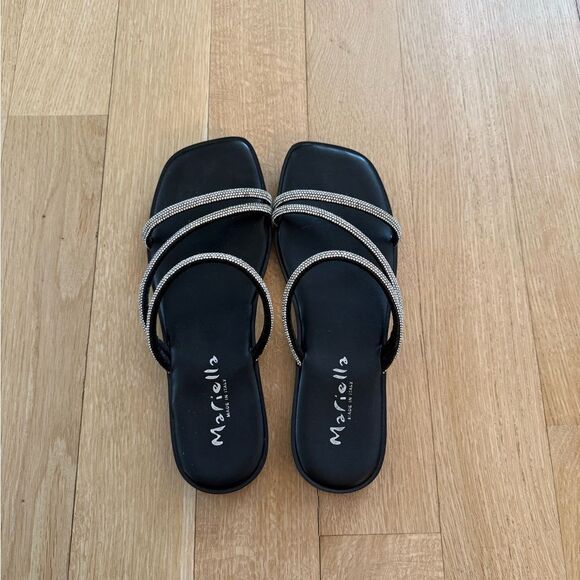 Mariella Black Minimalist Sandals with Sparkly Straps - Picture 3 of 5